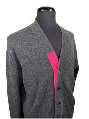 NWT GFORE CASHMERE BLEND CHARCOAL PINK CASHMERE BLEND CARDIGAN SZ M